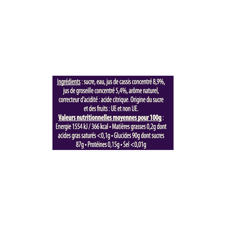 Sirop cassis groseille | Accueil · Le Roy René