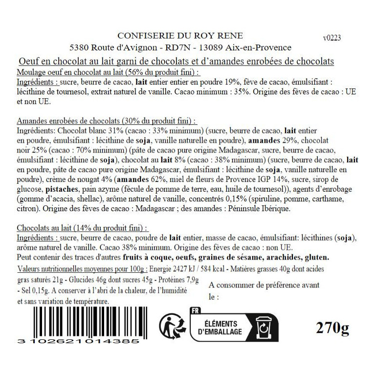 Grand oeuf en chocolat au lait - Exclusivité boutique | PÂQUES · Le Roy René