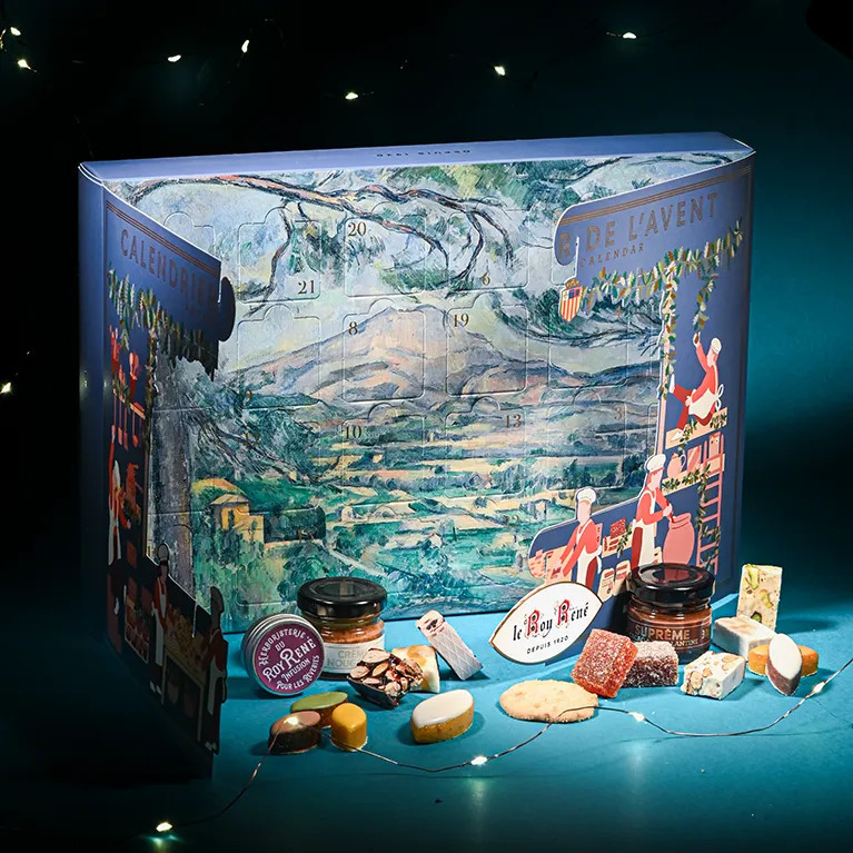 Calendrier de l'avent : le Roy René et Cézanne, une ode à la Provence. Avec la mise en avant de tous les produits qui le compose